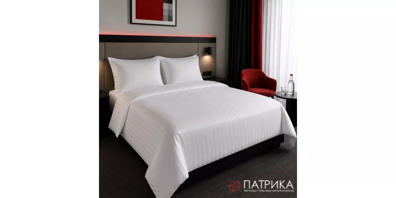 Постельное белье из белого страйп-сатина (140 г/м²)